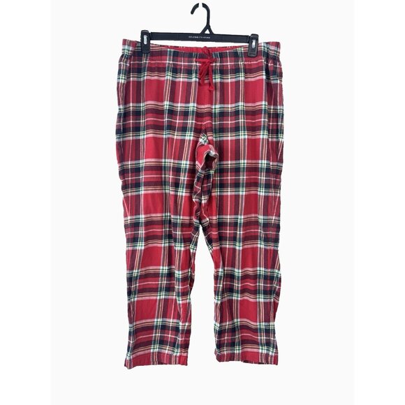 Lands End Women 1X Red Plaid Flannel Pajama Pants Classic Cozy Christmas Holiday - Picture 1 of 9